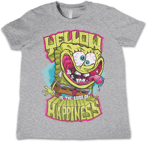 Spongebob Yellow Is The Color Of Happiness Kids T-Shirt Kinder Heather-Grey