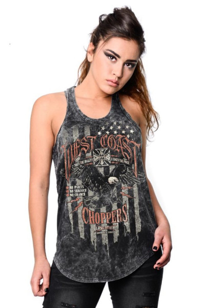 WCC West Coast Choppers Female Shirt Vintage Eagle Racerback Marlite Grey