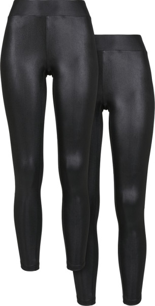 Urban Classics Ladies Synthetic Leather Leggings 2-Pack black+black