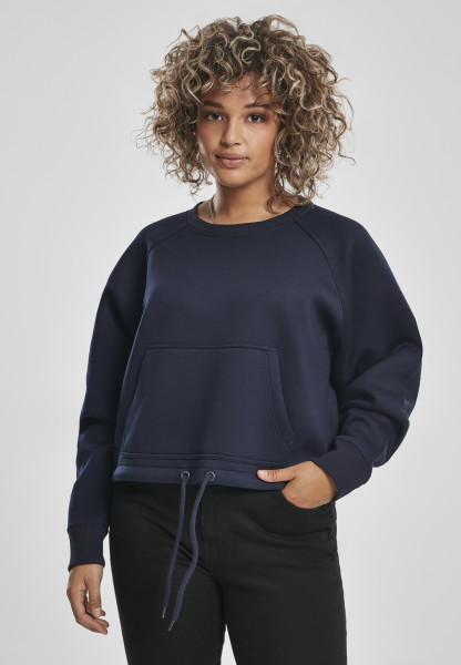 Urban Classics Damen Pullover Ladies Oversized Short Raglan Crew Midnightnavy