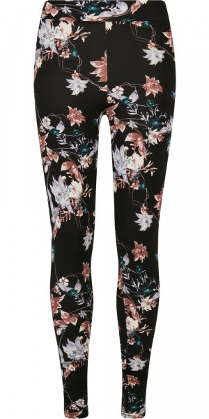 Urban Classics Damen Ladies Soft AOP Leggings Blacksoftflower