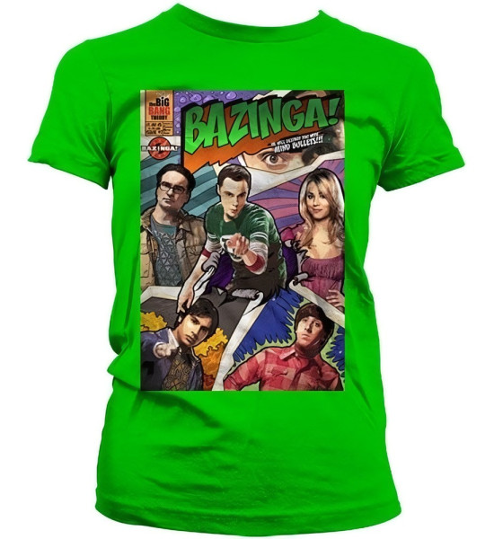 The Big Bang Theory Bazinga Comic Cover Girly T-Shirt Damen Green