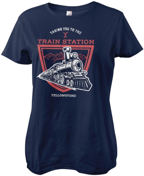 Yellowstone Taking You To The Train Station Girly Tee Damen T-Shirt Navy