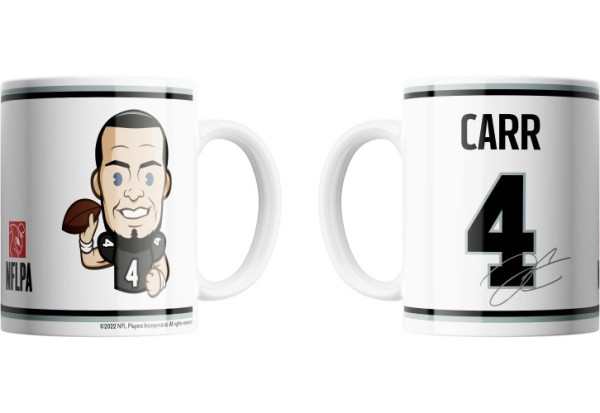 Las Vegas Raiders Derek Carr Emoji Jumbo-Tasse 440 ml American Football NFL Schwarz-440 ml