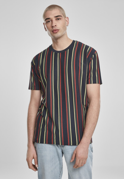 Urban Classics T-Shirt Printed Oversized Retro Stripe Tee Midnightnavy/Burnedred