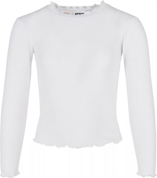 Urban Classics Mädchen Girls Short Rib Longsleeve White