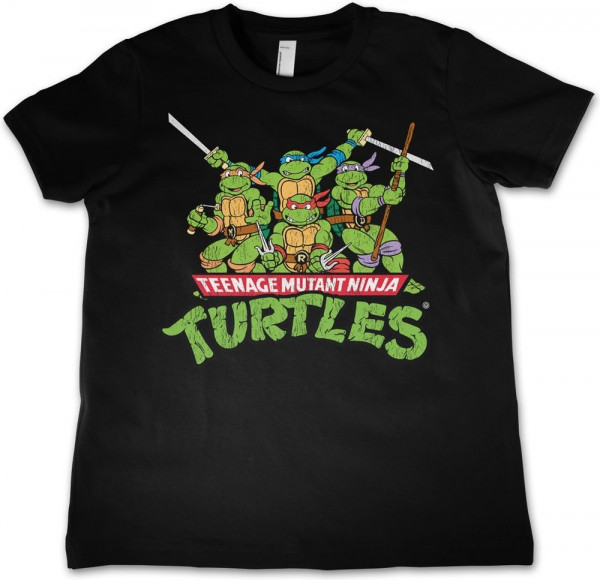 Teenage Mutant Ninja Turtles Teeange Mutant Ninja Turtles Distressed Group Kids T-Shirt Kinder Black