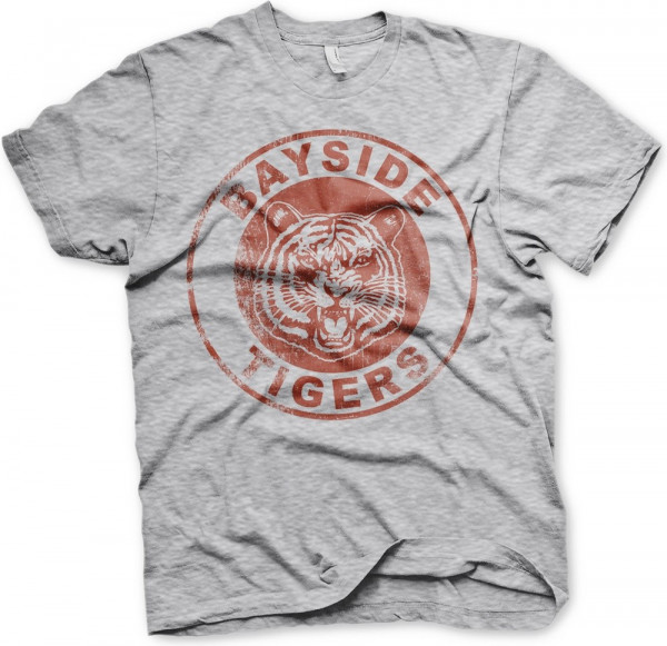 Saved By The Bell Bayside Tigers Washed Logo T-Shirt Heather-Grey