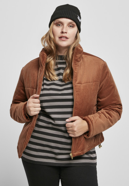 Urban Classics Women Winter Jacket Ladies Corduroy Puffer Jacket Toffee