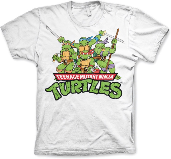 Teenage Mutant Ninja Turtles Turtles Distressed Group T-shirt White