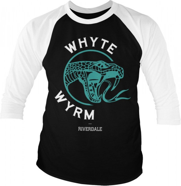 Riverdale Whyte Wyrm Baseball 3/4 Sleeve Tee T-Shirt White-Black