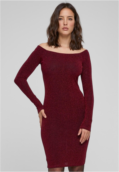 Urban Classics Damen Ladies Off Shoulder Longsleeve Glitter Dress TB6144