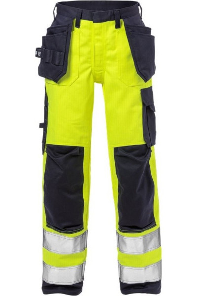 Fristads Flame High Vis Handwerkerhosen Damen Kl. 2 2589 FLAM Warnschutz-Gelb/Marine