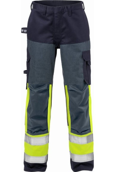 Fristads Flame High Vis Hose Damen Kl. 1 2591 FLAM Warnschutz-Gelb/Marine