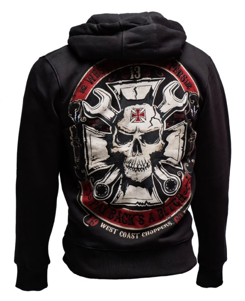 WCC West Coast Choppers Hoodie Mechanic Zip Black