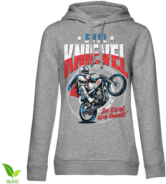 Evel Knievel Wheelie Girls Hoodie Damen Heather-Grey