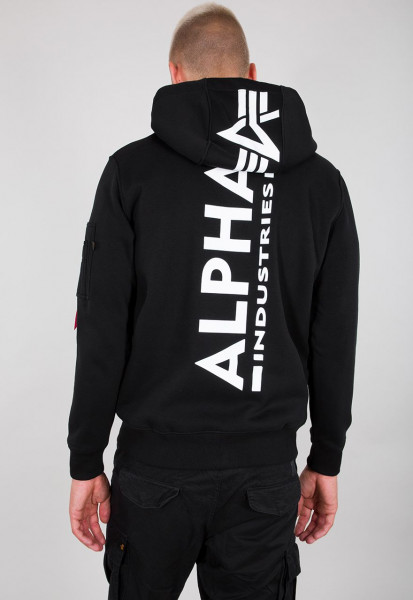 Alpha Industries Hoodie Zip Sweatshirts Back Black Hoodies Print | | | Men Lifestyle 