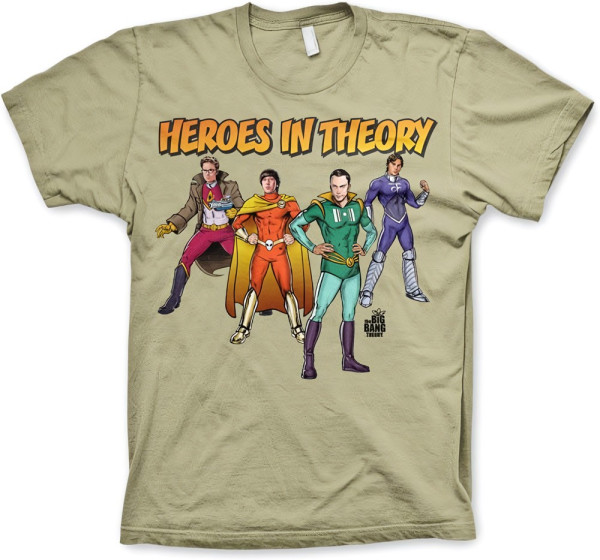 The Big Bang Theory TBBT Heroes In Theory T-Shirt Khaki