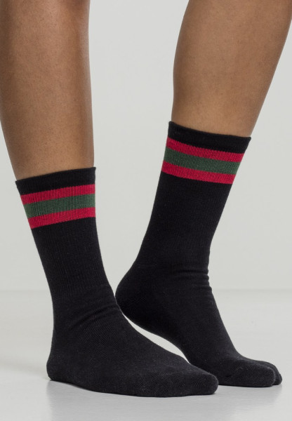 Urban Classics Socken Stripy Sport Socks 2-Pack Black/Firered/Green