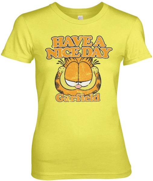 Garfield Have A Nice Day Girly Tee Damen T-Shirt Yellow