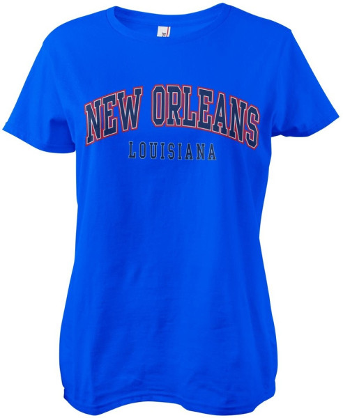 New Orleans Louisiana Girly Tee Damen T-Shirt Blue