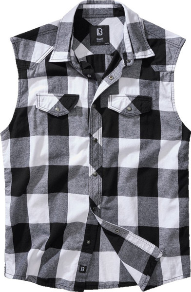 Brandit Men Hemd Checkshirt sleeveless White/Black