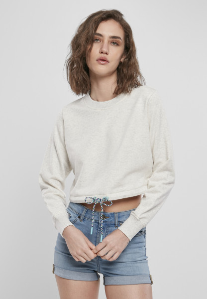 Urban Classics Damen Pullover Ladies Oversized Cropped Crewneck Lightgrey