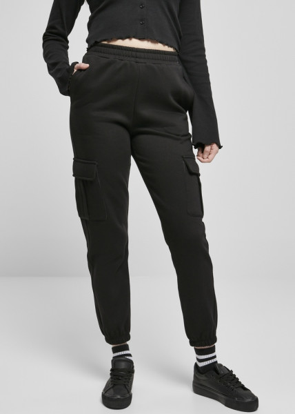 Urban Classics Damen Trainingshose Ladies High Waits Cargo Sweat Pants Black