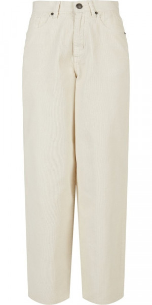 Urban Classics Damen Ladies High Waist 90´S Wide Leg Corduroy Pants Whitesand