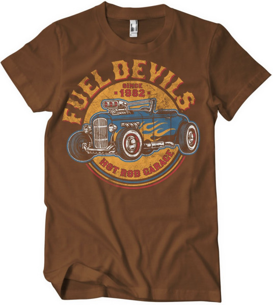 Fuel Devils Flame Rod T-Shirt Brown