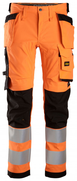 Snickers AllroundWork Hi-Vis Arbeitshose m. Holstertaschen, Kl. 2 HV-Orange-Schwarz