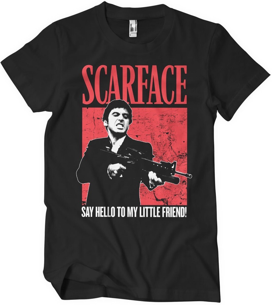 Scarface Say Hello To My Little Friend T Shirt Black T Shirts Tops TV series Movies Fan Merchandise kustom kult