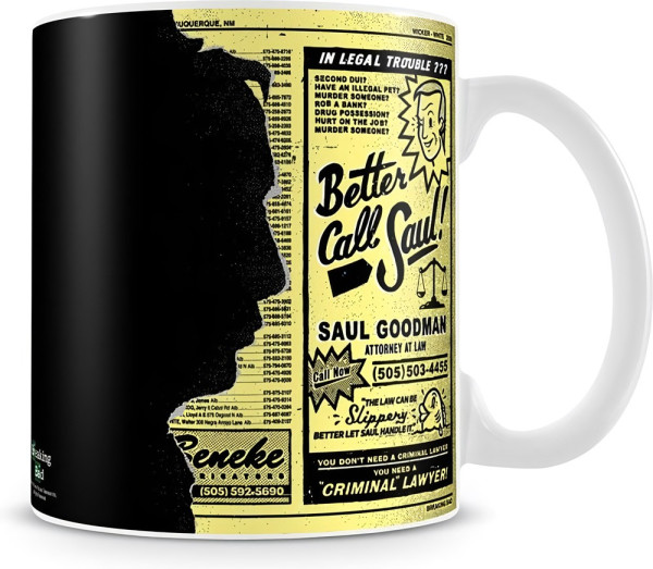 Breaking Bad Saul Goodman Ad Coffee Mug Kaffeebecher White