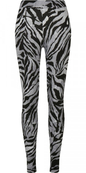 Urban Classics Damen Ladies Soft AOP Leggings Blackzebra