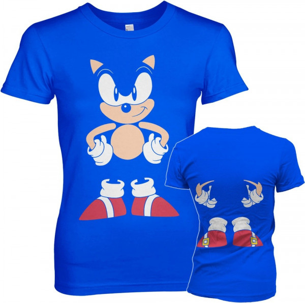 Sonic The Hedgehog Front & Back Girly Tee Damen T-Shirt Blue