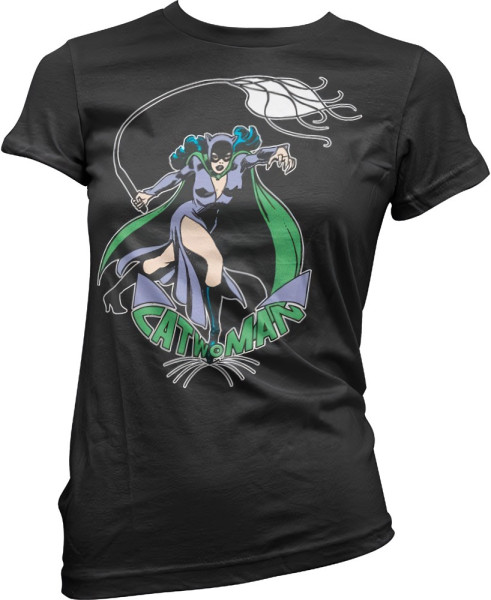 Catwoman In Action Girly Tee Damen T-Shirt Black