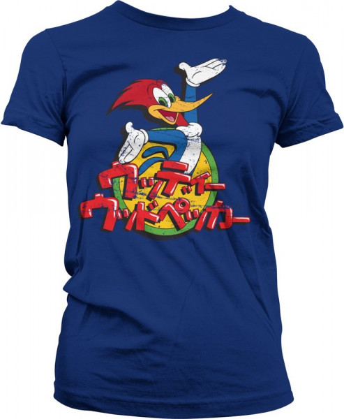 Woody Woodpecker Washed Japanese Logo Girly Tee Damen T-Shirt Navy