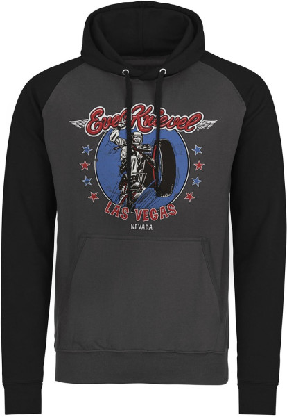 Evel Knievel In Las Vegas Baseball Hoodie Dark-Grey-Black