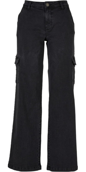 Urban Classics Damen Hose Ladies High Waist Straight Denim Cargo Pants