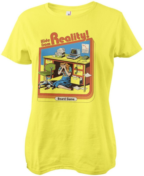 Steven Rhodes Hide From Reality Girly Tee Damen T-Shirt Yellow