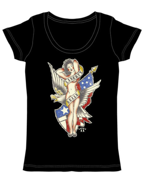 Lucky 13 Female Shirt Liberty Belle Scoop Neck Black