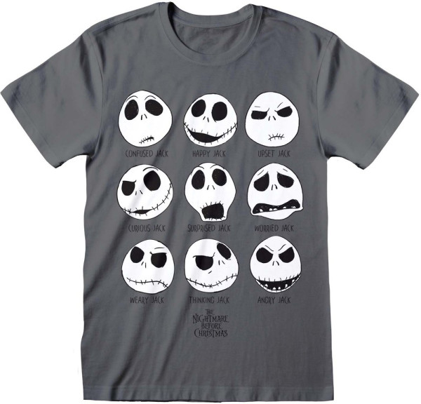 Nightmare Before Christmas - Many Faces T-Shirt Charcoal