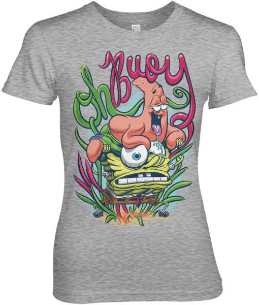 Spongebob Oh Boy Girly Tee Damen T-Shirt Heather-Grey