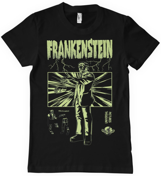 Universal Monsters Frankenstein Retro T-Shirt Black