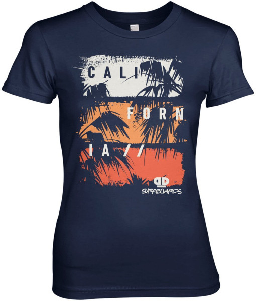 Dope & Deep California Palms Girly Tee Damen T-Shirt Navy